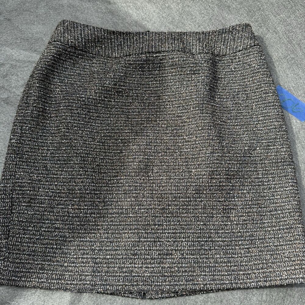 halogen tweeted skirt brown 8 medium wool blend acrylic textured 19" full L